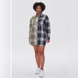 F21 plaid shirt dress